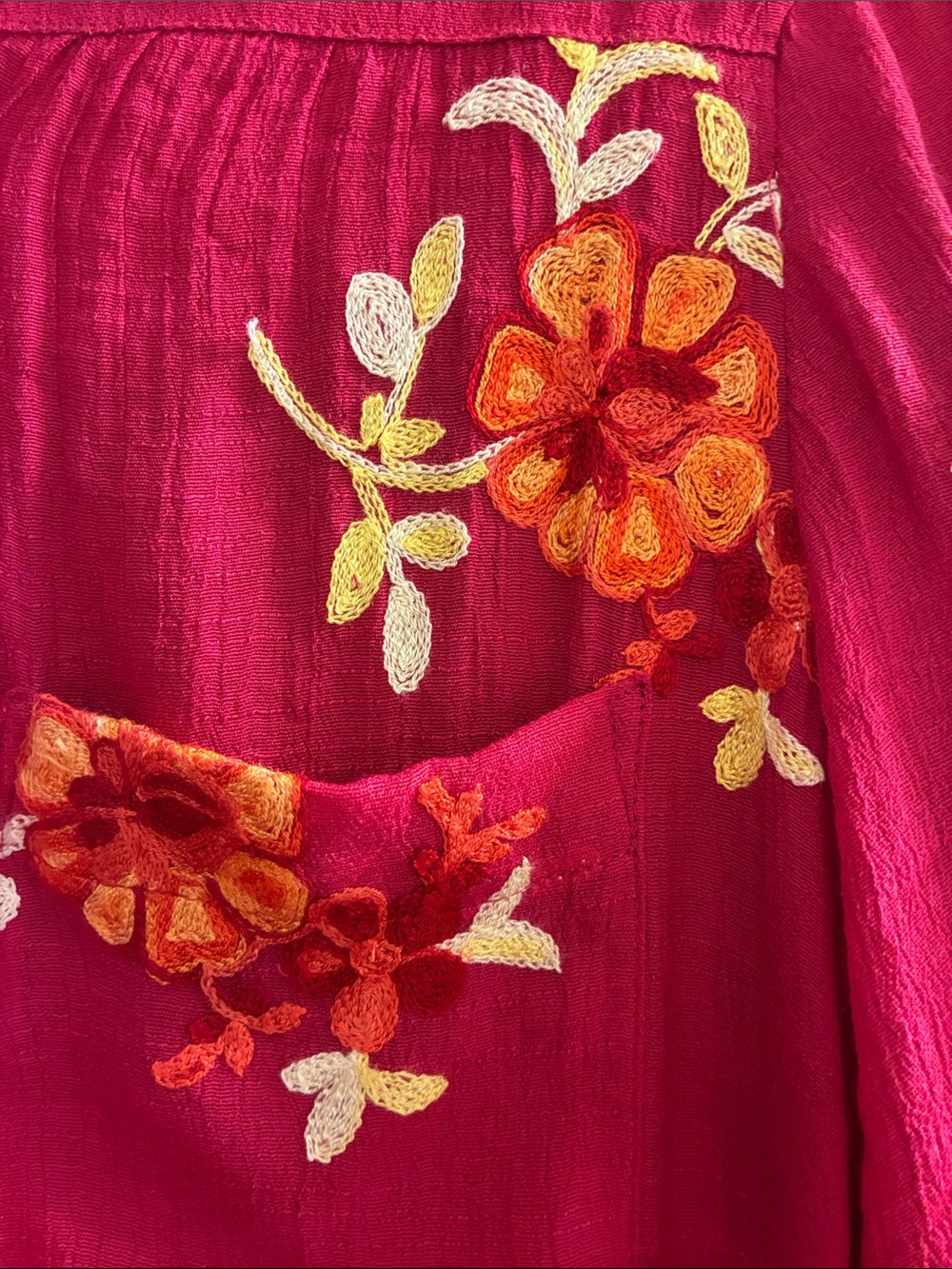 fig and flower Hot Pink Floral Embroidered Blouse - Picture 3 of 5